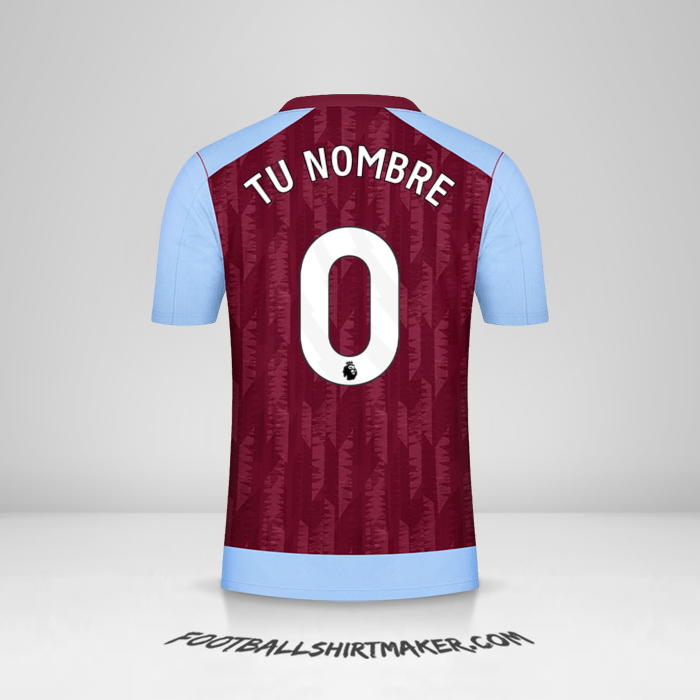 Jersey Aston Villa FC 2023/2024 número 0 tu nombre