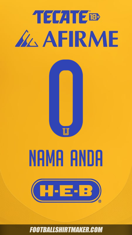 Jersey Tigres UANL 2024/2025 -  nama anda - 0