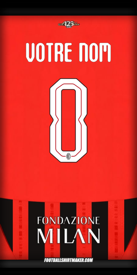 Maillot AC Milan 2024/2025 Cup -  votre nom - 0