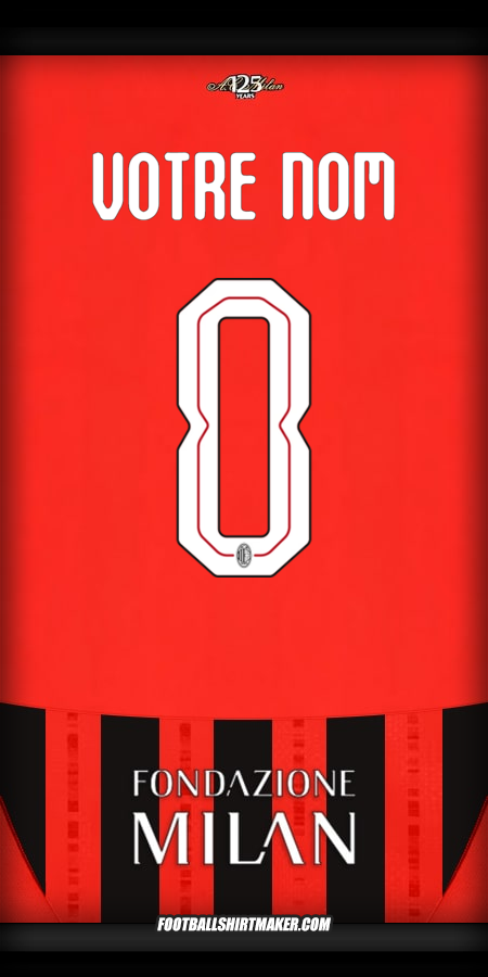 Maillot AC Milan Cup 2024/2025 -  votre nom - 0
