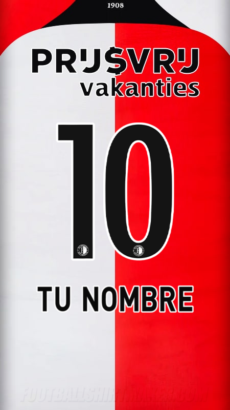 Jersey Feyenoord Rotterdam 2024/2025 número 10 tu nombre