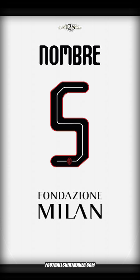 Jersey AC Milan Cup 2024/2025 Visita -  nombre - 5