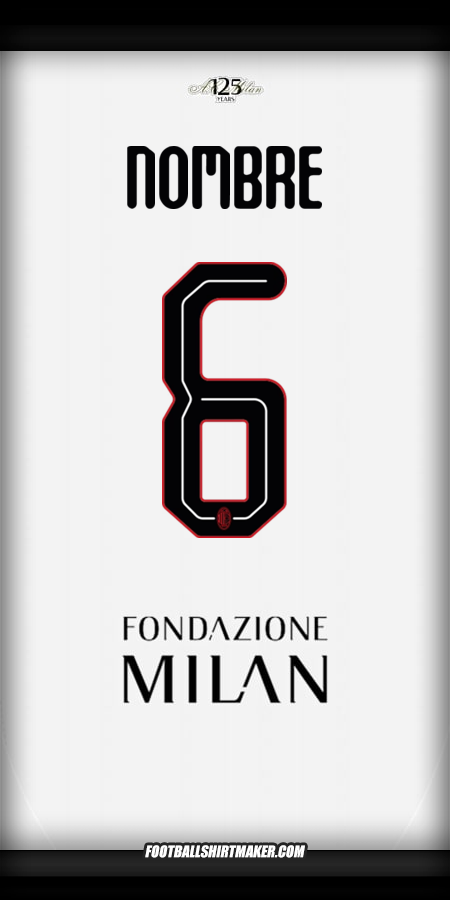 Jersey AC Milan Cup 2024/2025 Visita -  nombre - 6