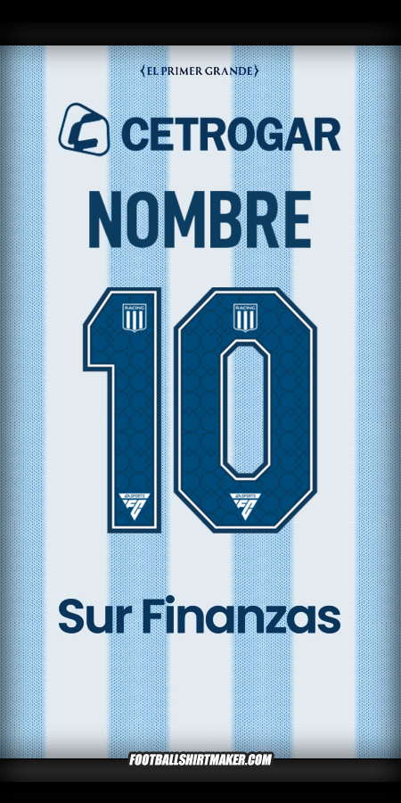 Camiseta Racing Club 2025 -  nombre - 10