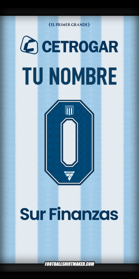 Camiseta Racing Club 2025 -  tu nombre - 0