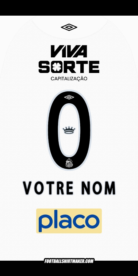 Maillot Santos FC 2025/2026 -  votre nom - 0