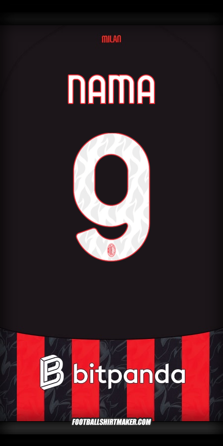 Jersey AC Milan 2025/2026 -  nama - 9