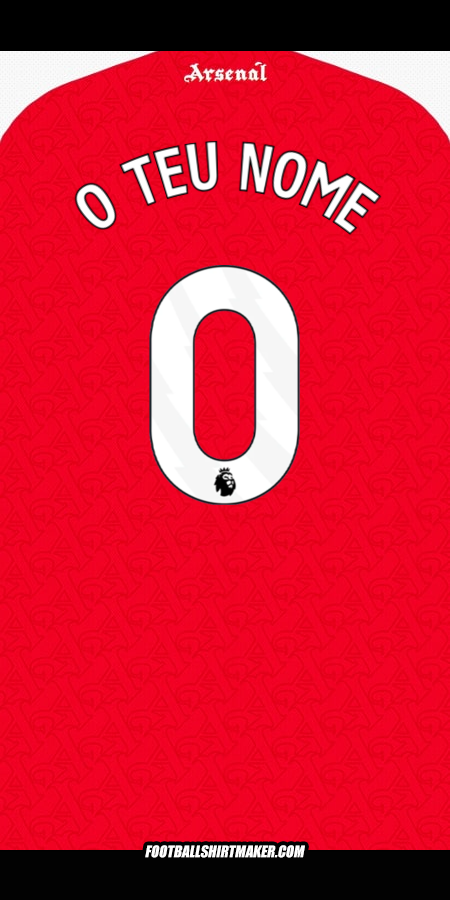 Camisola Arsenal 2025/2026 -  o teu nome - 0