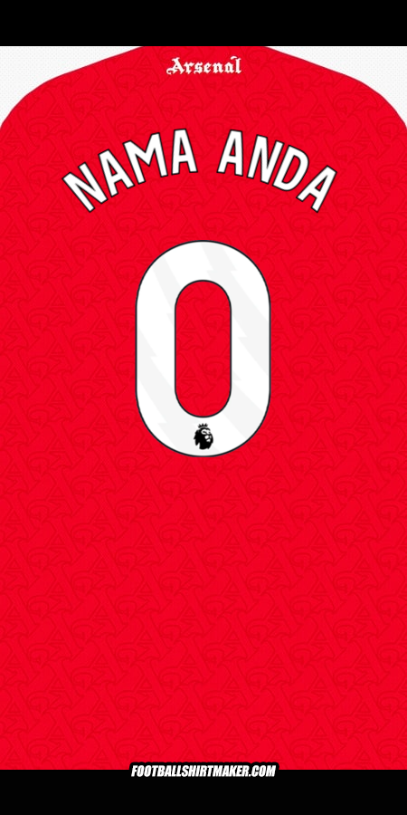Jersey Arsenal 2025/2026 -  nama anda - 0