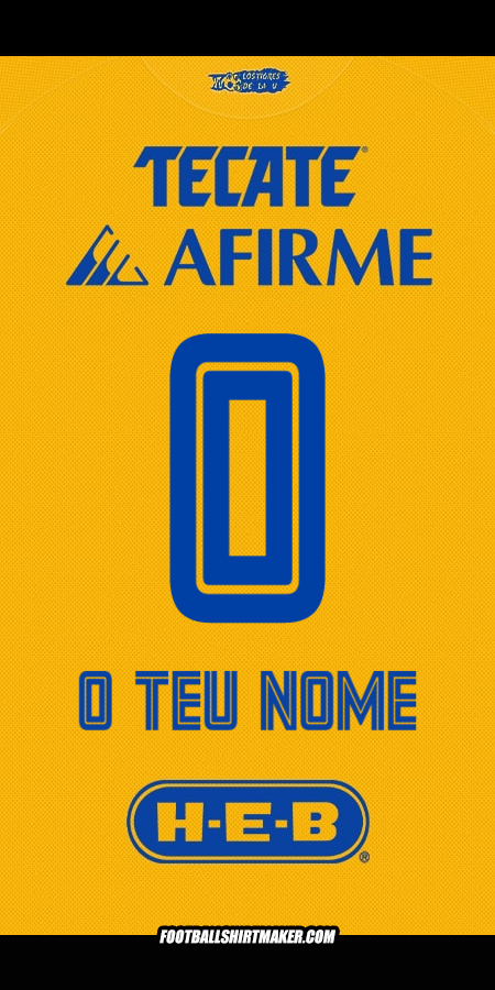 Camisola Tigres UANL 2025/2026 -  o teu nome - 0