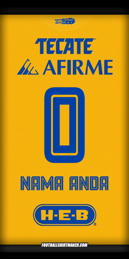 Jersey Tigres UANL 2025/2026 -  nama anda - 0