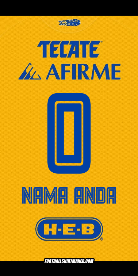 Jersey Tigres UANL 2025/2026 -  nama anda - 0