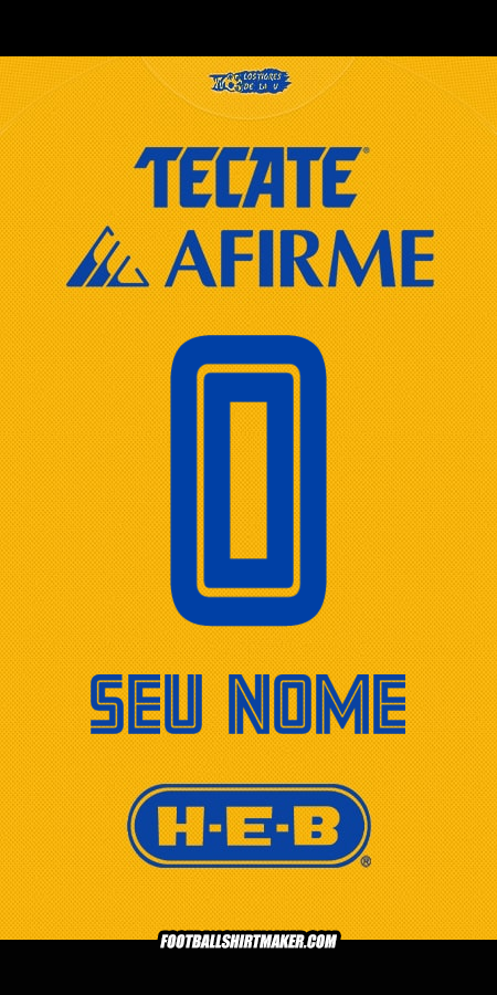Camisa Tigres UANL 2025/2026 -  seu nome - 0