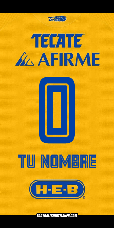 Jersey Tigres UANL 2025/2026 -  tu nombre - 0