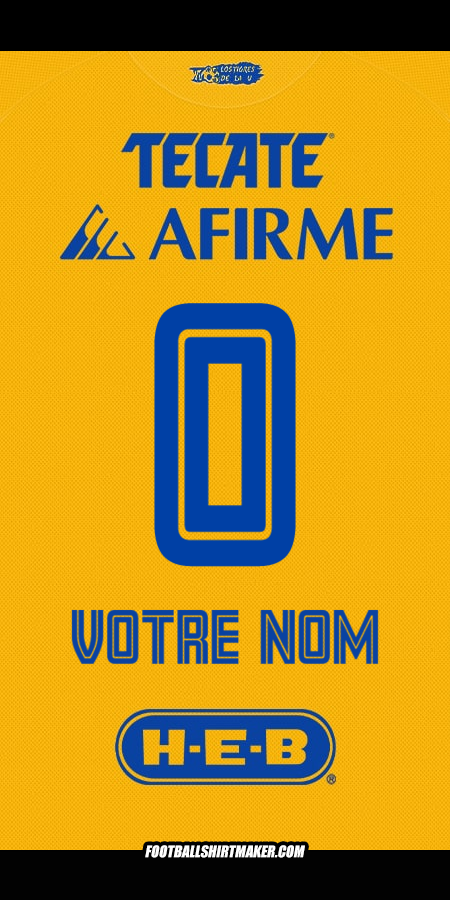 Maillot Tigres UANL 2025/2026 -  votre nom - 0