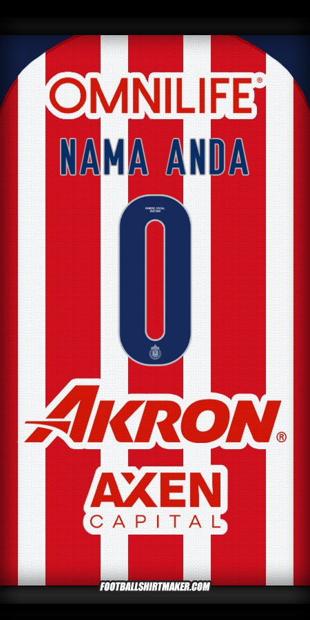 Jersey Guadalajara 2025/2026 -  nama anda - 0