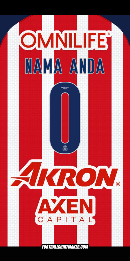 Jersey Guadalajara 2025/2026 -  nama anda - 0