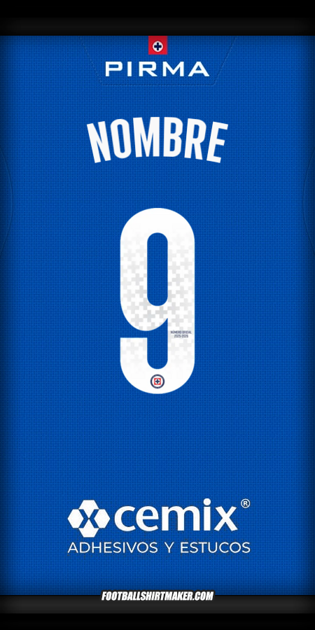Camiseta Cruz Azul 2025/2026 -  nombre - 9