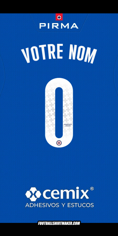 Maillot Cruz Azul 2025/2026 -  votre nom - 0