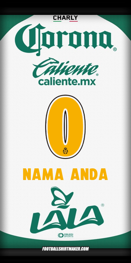 Jersey Santos Laguna 2025/2026 -  nama anda - 0