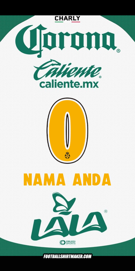 Jersey Santos Laguna 2025/2026 -  nama anda - 0