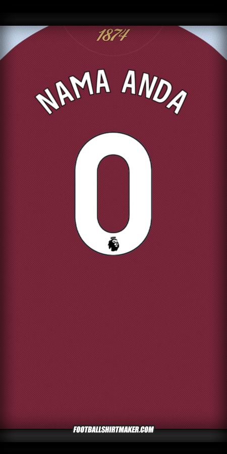 Jersey Aston Villa FC 2025/2026 -  nama anda - 0