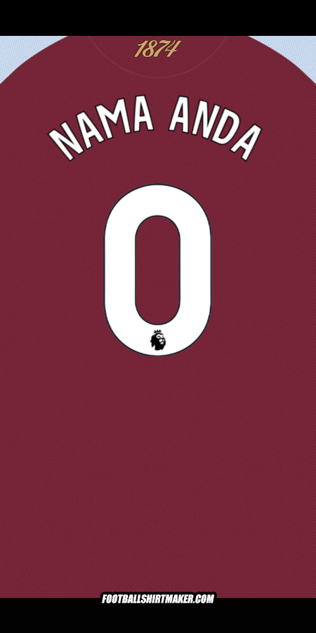 Jersey Aston Villa FC 2025/2026 -  nama anda - 0