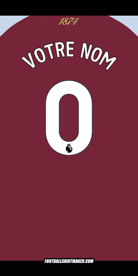 Maillot Aston Villa FC 2025/2026 -  votre nom - 0