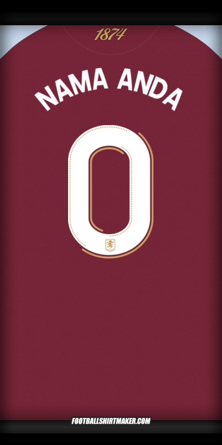 Jersey Aston Villa FC 2025/2026 Cup -  nama anda - 0
