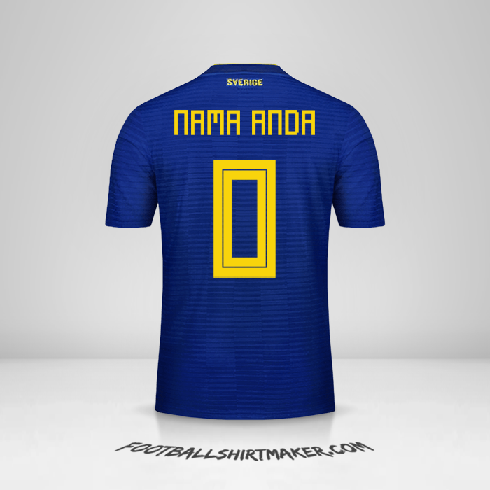 Jersey Swedia 2018 II -  nama anda - 0