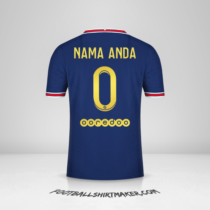 Jersey Paris Saint Germain Gold 2021/2022 -  nama anda - 0