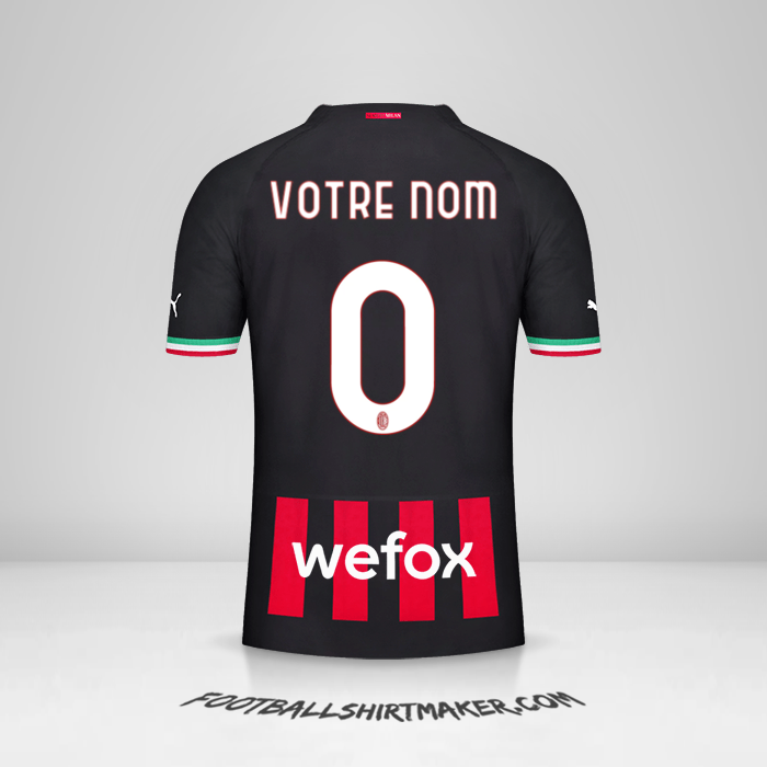 Maillot AC Milan 2022/2023 -  votre nom - 0
