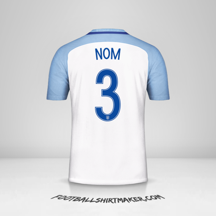 Maillot Angleterre 2016/17 -  nom - 3