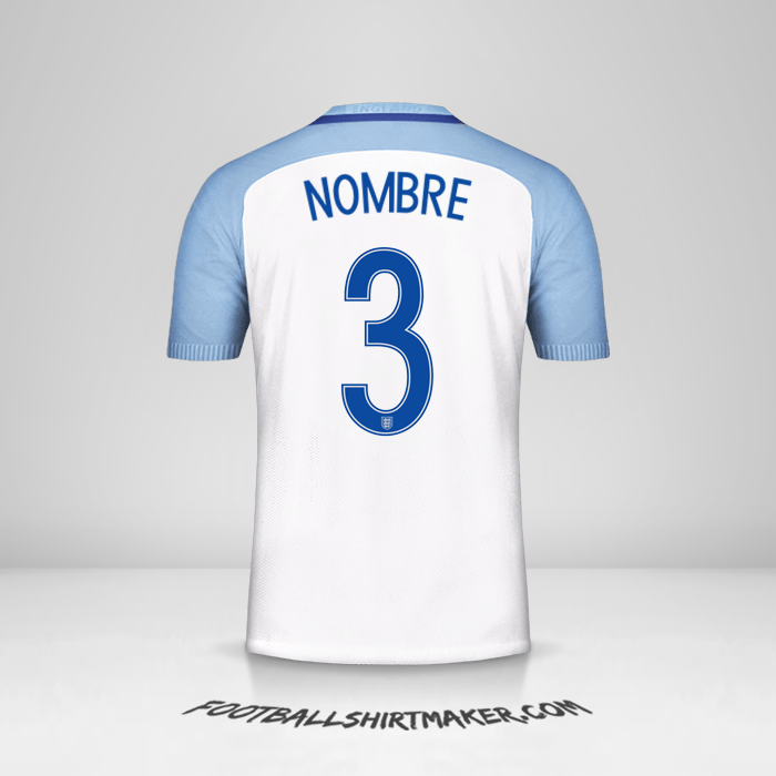 Camiseta Inglaterra 2016/17 -  nombre - 3