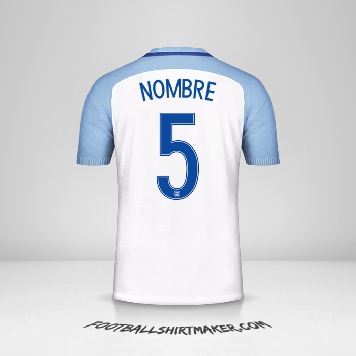 Camiseta Inglaterra 2016/17 -  nombre - 5