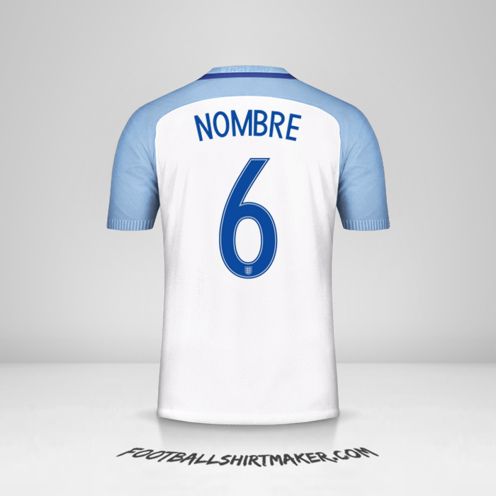 Jersey Inglaterra 2016/17 -  nombre - 6
