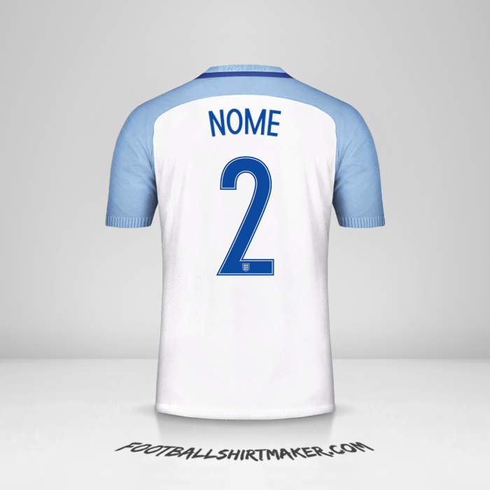 Camisa Inglaterra 2016/17 -  nome - 2