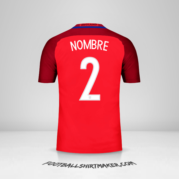 Camiseta Inglaterra 2016 Visita -  nombre - 2