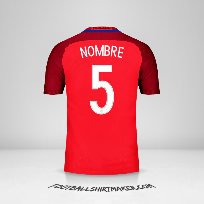 Camiseta Inglaterra 2016 Visita -  nombre - 5