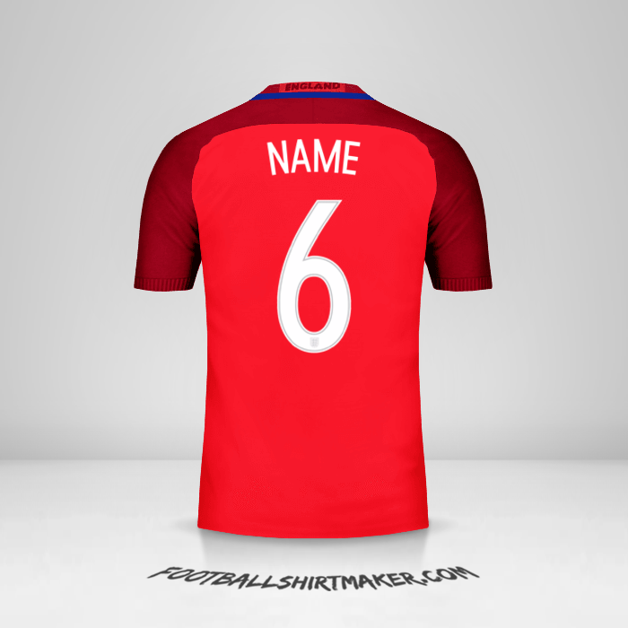 Jersey England 2016 Away -  name - 6