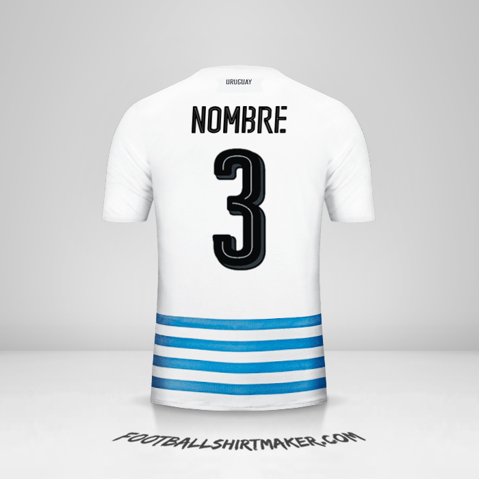 Camiseta Uruguay 2016 Visita -  nombre - 3