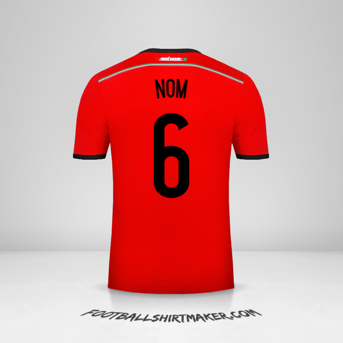 Maillot Mexique 2014 Extérieur -  nom - 6