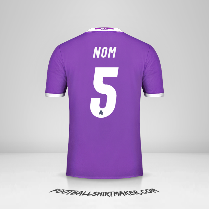 Maillot Real Madrid CF 2016/17 Extérieur -  nom - 5