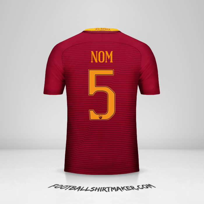Maillot AS Roma 2016/17 -  nom - 5