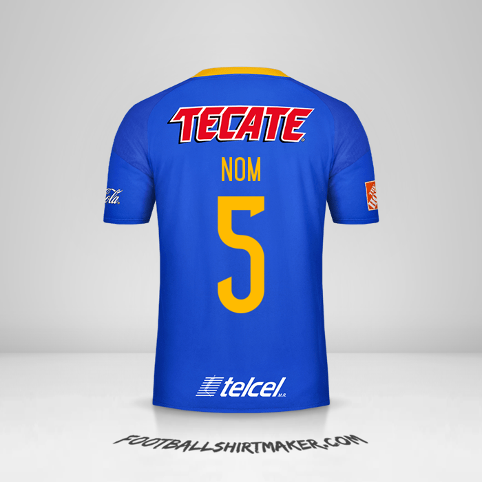 Maillot Tigres UANL 2016/17 Extérieur -  nom - 5