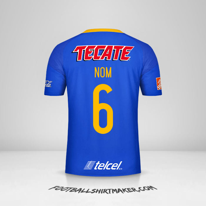 Maillot Tigres UANL 2016/17 Extérieur -  nom - 6