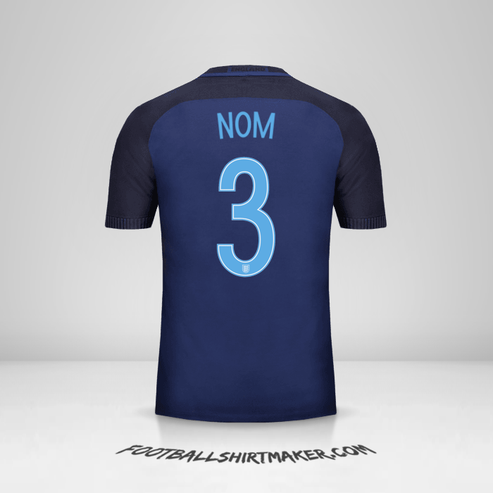 Maillot Angleterre 2017 Extérieur -  nom - 3