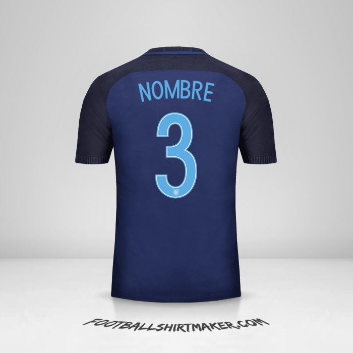 Camiseta Inglaterra 2017 Visita -  nombre - 3