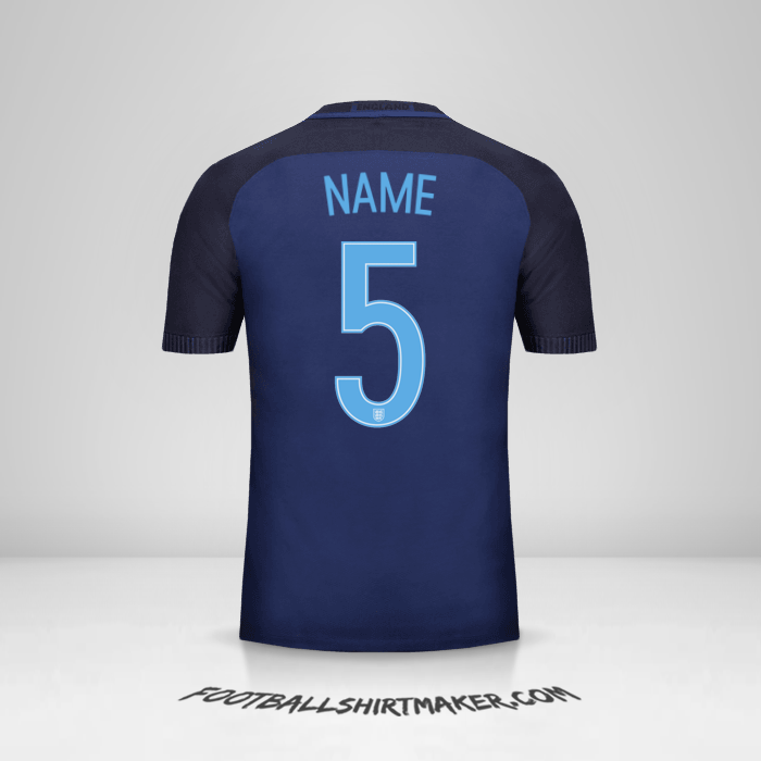 Jersey England 2017 Away -  name - 5