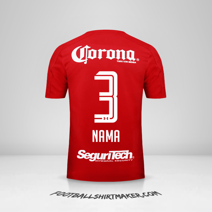 Jersey Toluca FC 2017/18 -  nama - 3